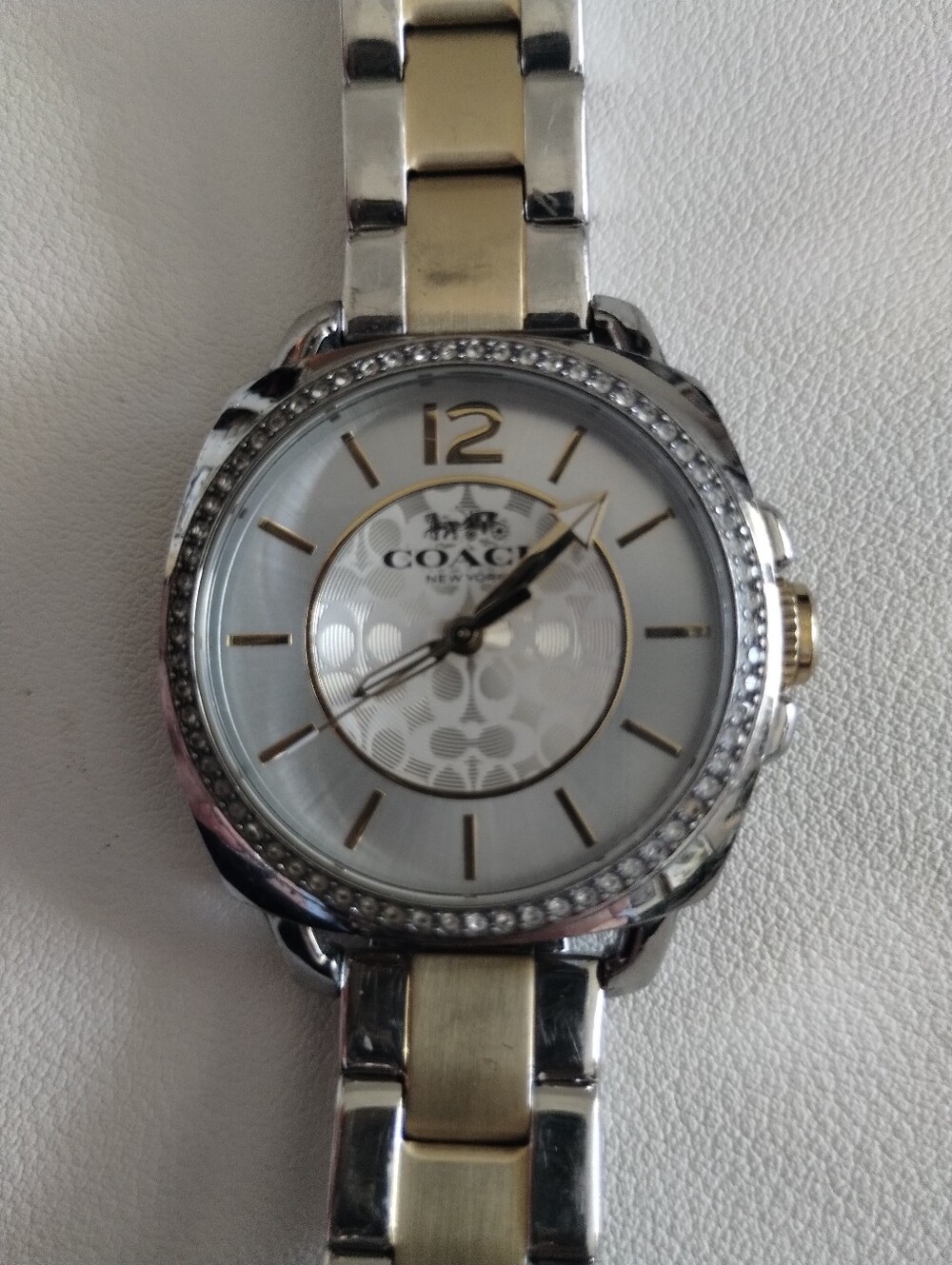 Coach Two-Tone Silver and Gold Women's Bracelet Watch with Crystal Bezel